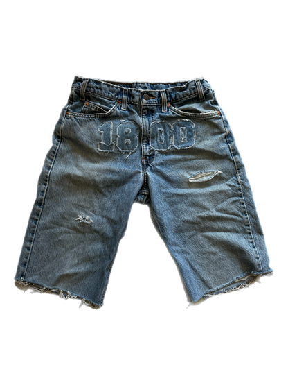 1800 Applique Orange Tab Cutoffs Sz 32
